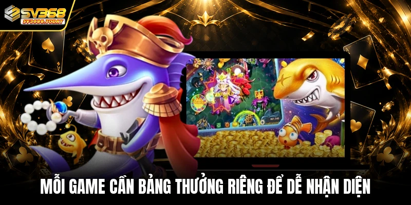 Mỗi game cần bảng thưởng riêng để dễ nhận diện